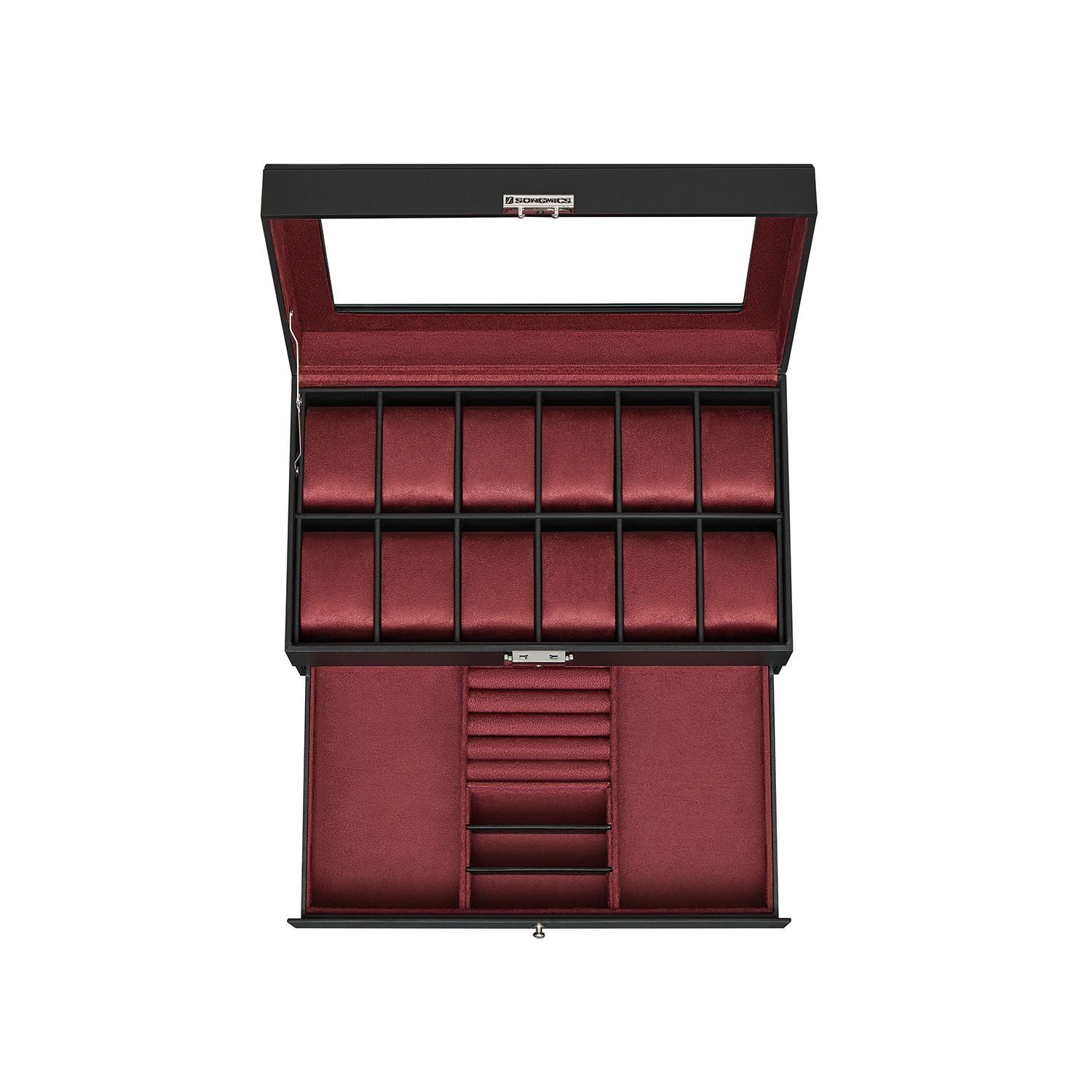 Watch Case Organizer - 6 Slot Lockable - Glass Lid Storage