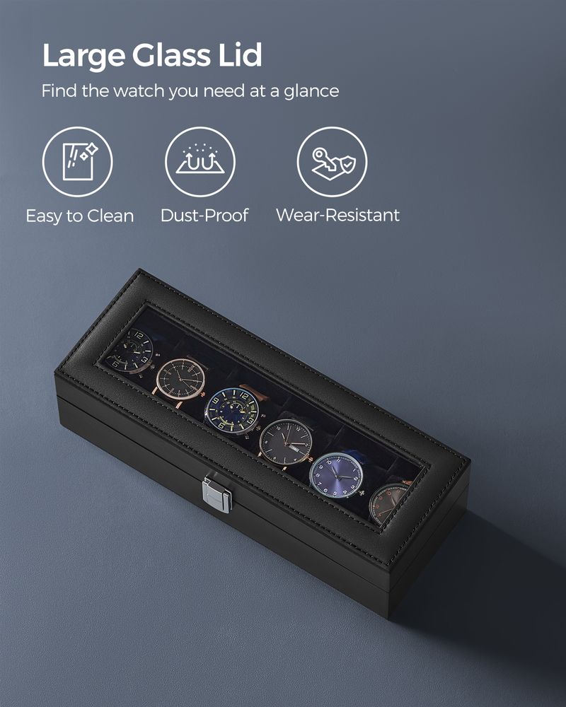 Watch Case Organizer - 6 Or 12 Slot - Large Glass Lid