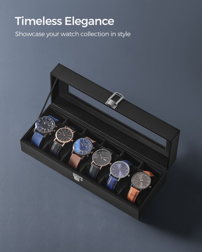 Watch Case Organizer - 6 Or 12 Slot - Large Glass Lid