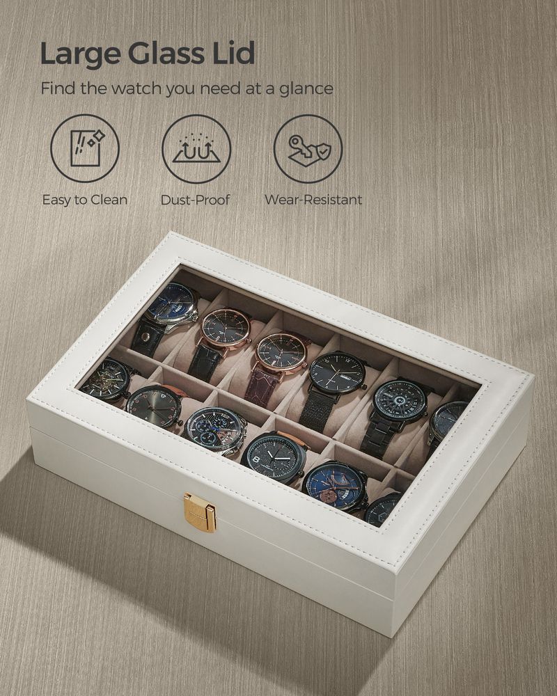 Watch Case Organizer - 6 Or 12 Slot - Large Glass Lid