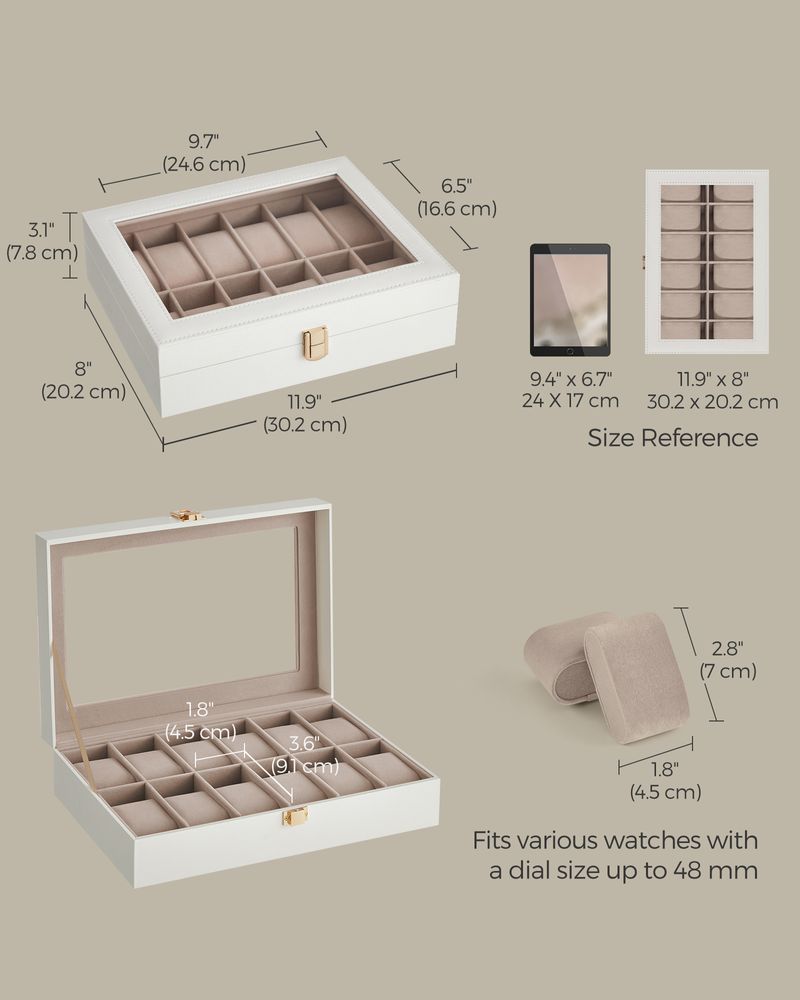 Watch Case Organizer - 6 Or 12 Slot - Large Glass Lid