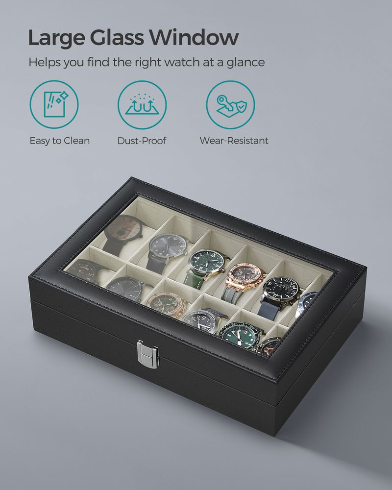 Watch Case Organizer - 6 Or 12 Slot - Large Glass Lid