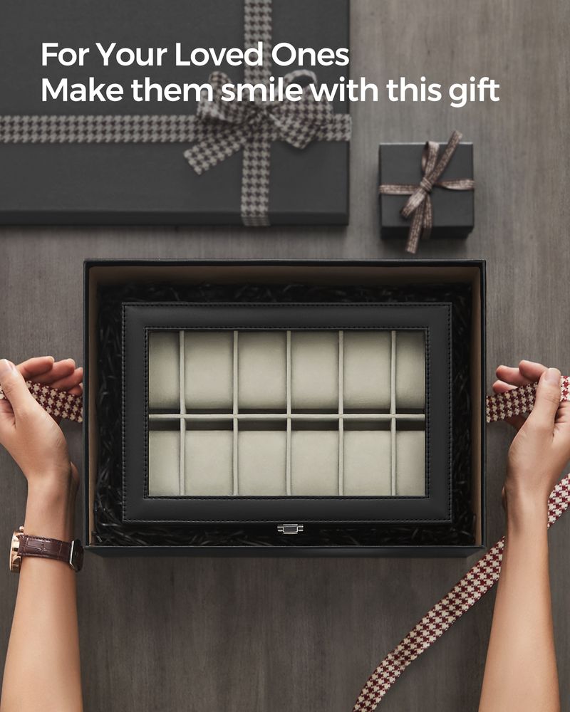 Watch Case Organizer - 6 Or 12 Slot - Large Glass Lid