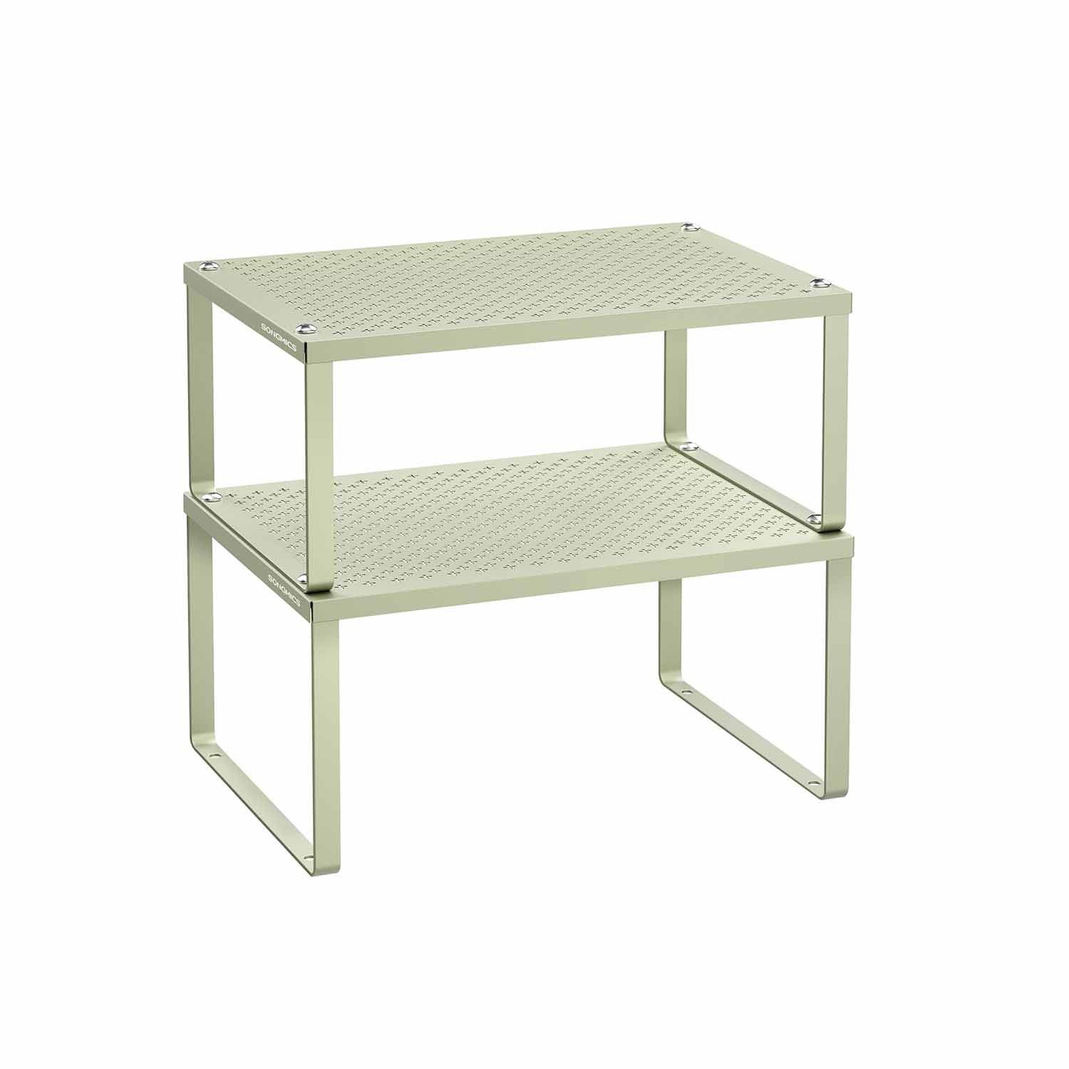 Spice Rack Organizers - Set Of 2 Stackable Metal Cabinet Shelves