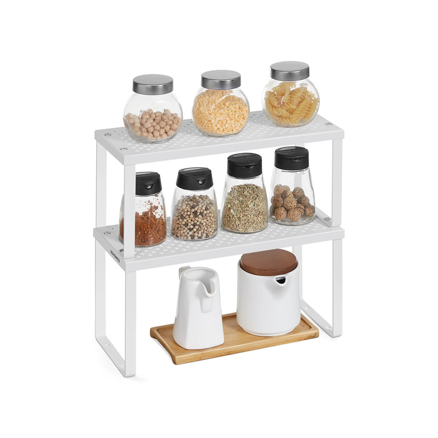 Spice Rack Organizers - Set Of 2 Stackable Metal Cabinet Shelves