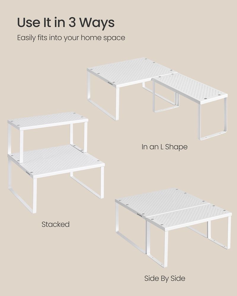 Spice Rack Organizers - Set Of 2 Stackable Metal Cabinet Shelves