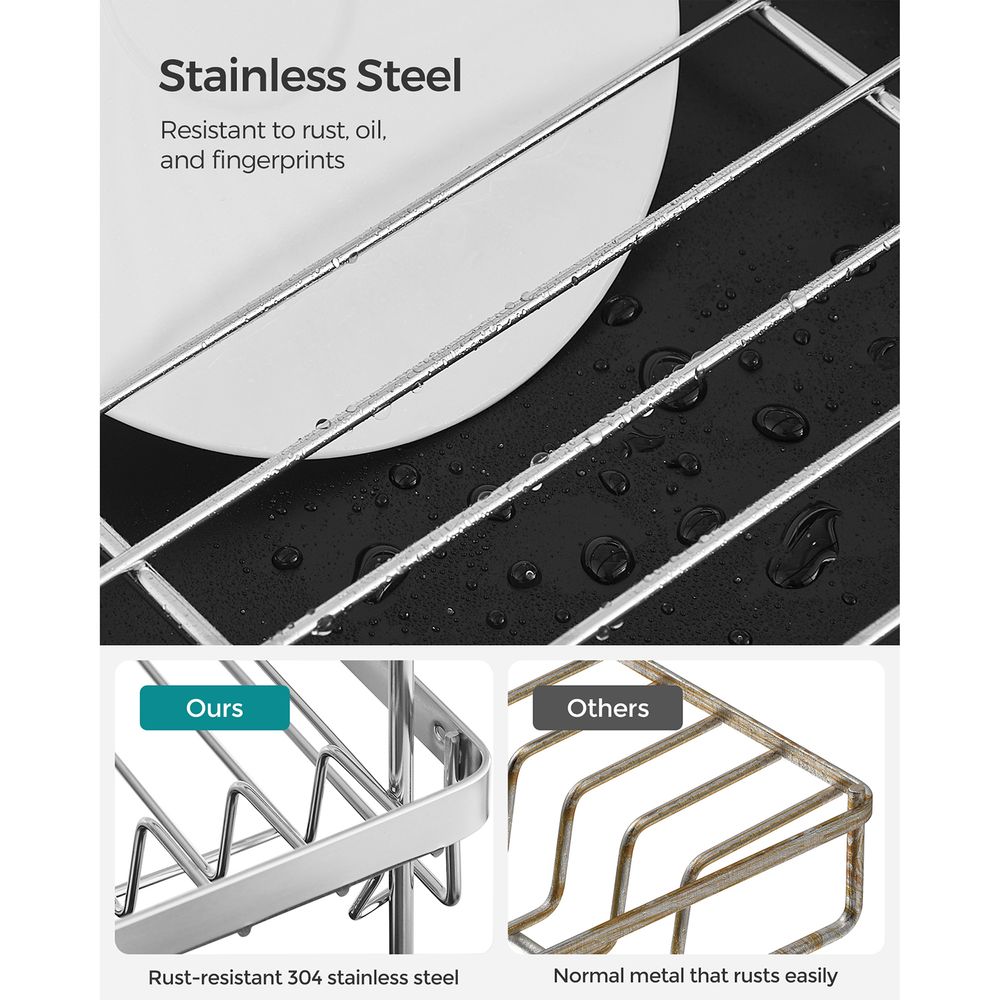 Dish Drying Rack - 2 Tier - Rotatable Extendable Drain Spout