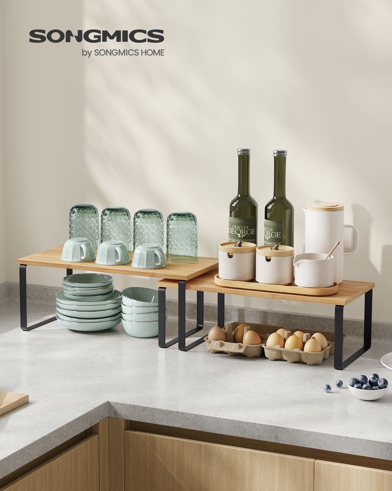 Cabinet Counter Shelves - Set Of 2 - Kitchen Storage Organizers