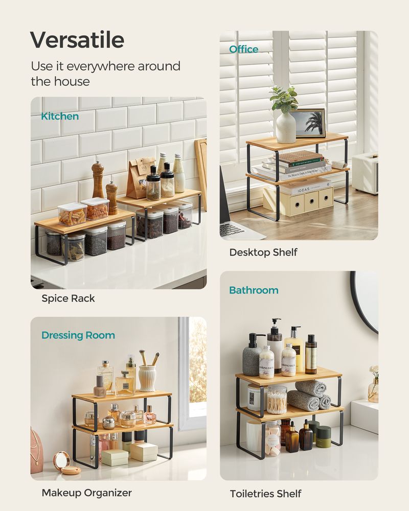 Cabinet Counter Shelves - Set Of 2 - Kitchen Storage Organizers