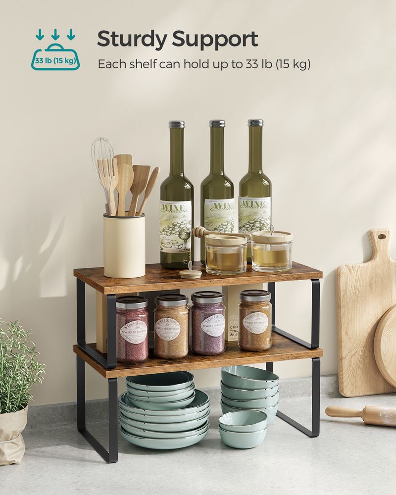 Cabinet Counter Shelves - Set Of 2 - Kitchen Storage Organizers