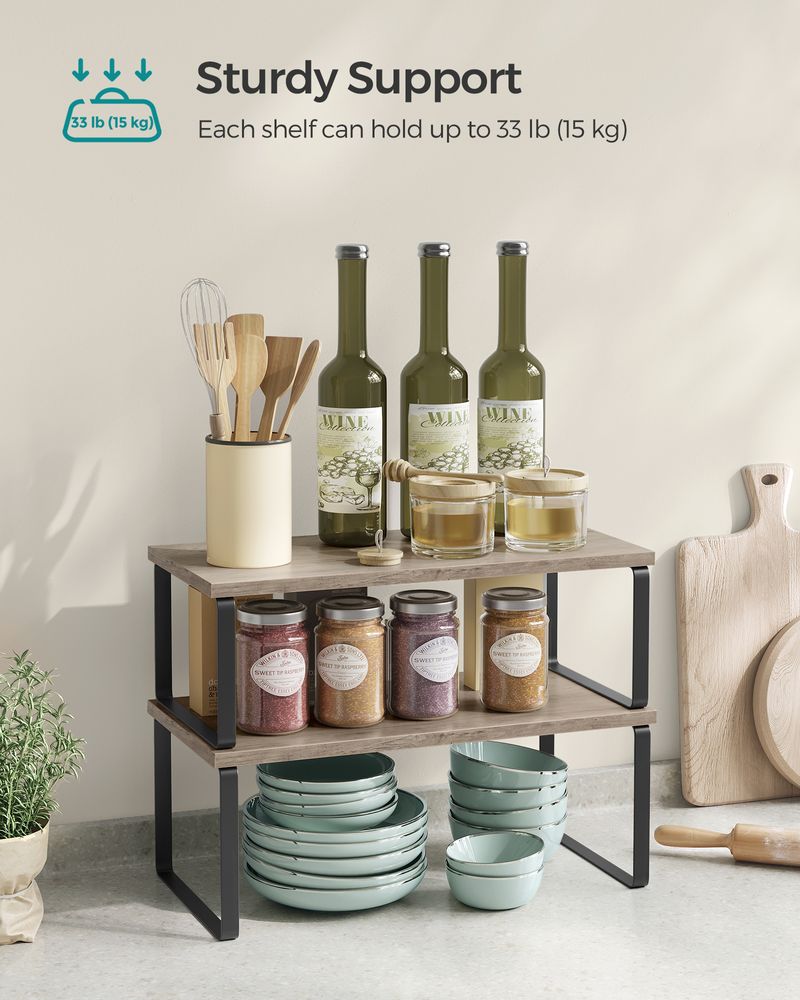 Cabinet Counter Shelves - Set Of 2 - Kitchen Storage Organizers