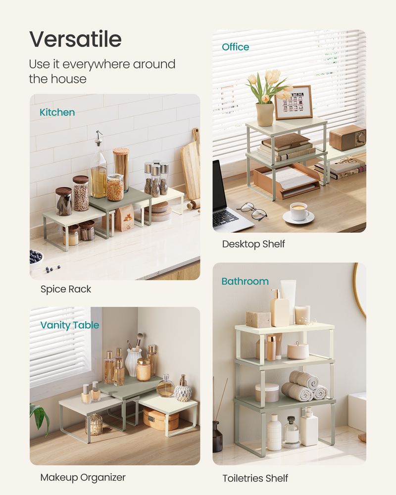 Kitchen Counter Shelves Set of 3 Stackable Organizer Rack