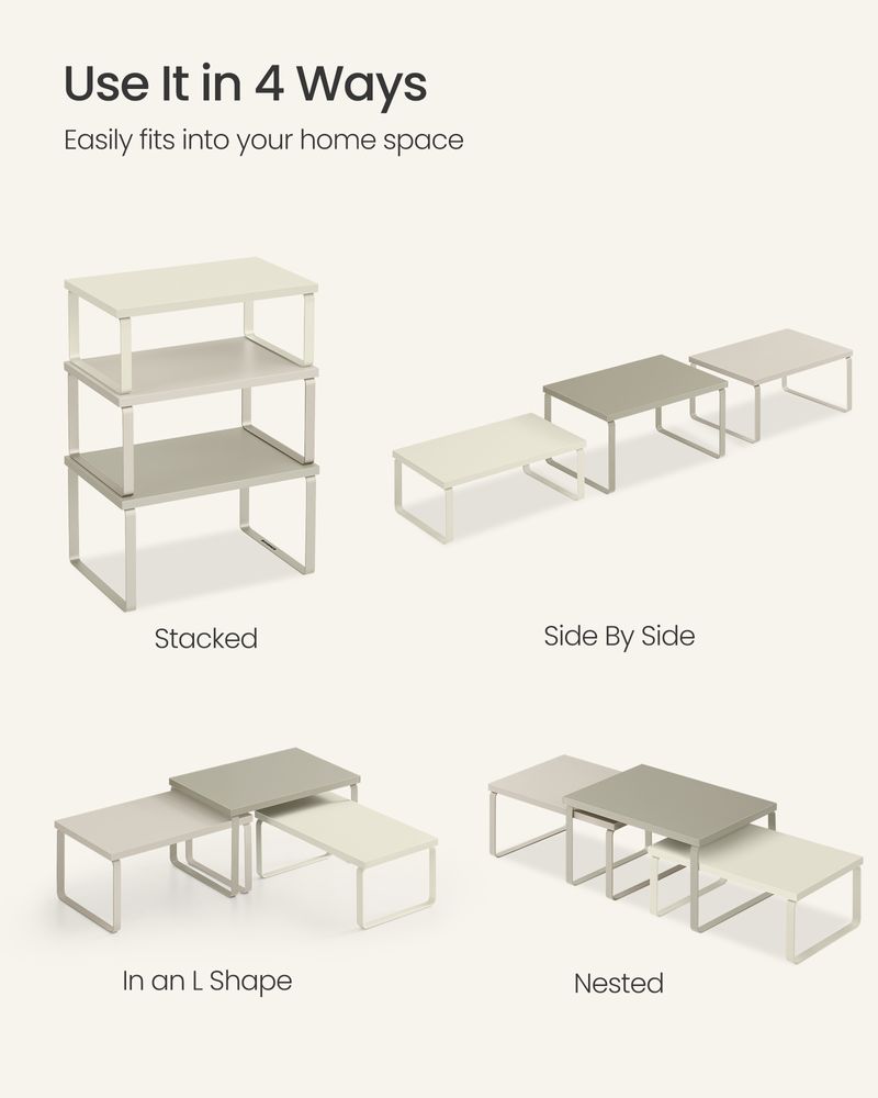 Kitchen Counter Shelves Set of 3 Stackable Organizer Rack
