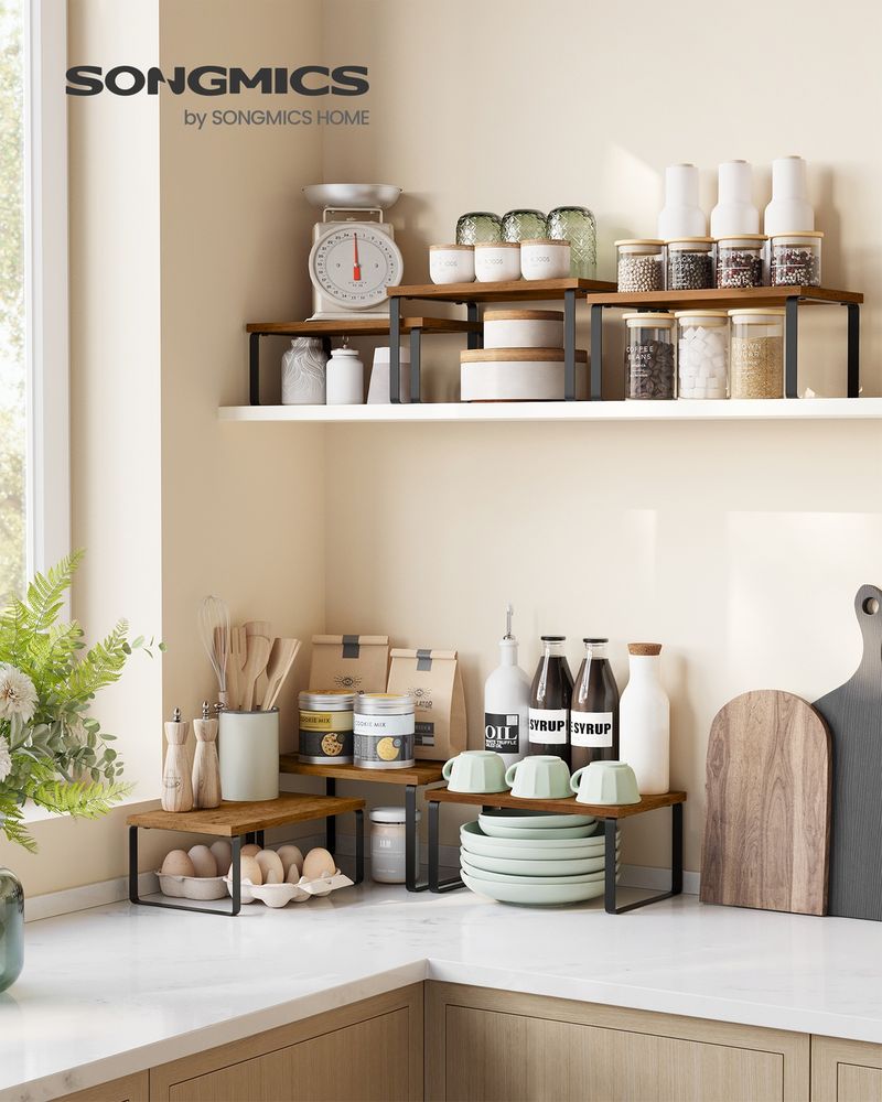Kitchen Counter Shelves Set of 3 Stackable Organizer Rack