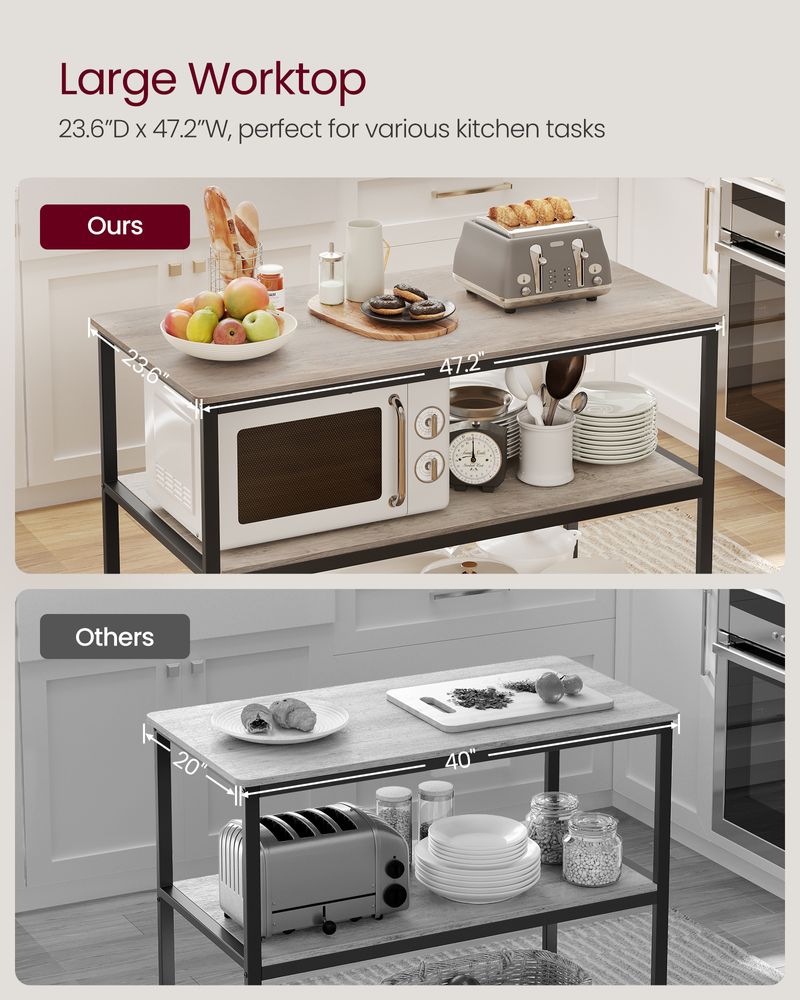 Kitchen Shelf - Large Worktop - Open Storage Shelves