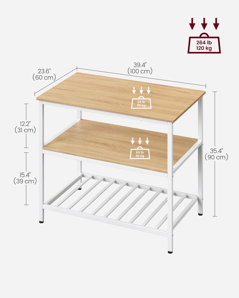 Kitchen Shelf - Large Worktop - Open Storage Shelves