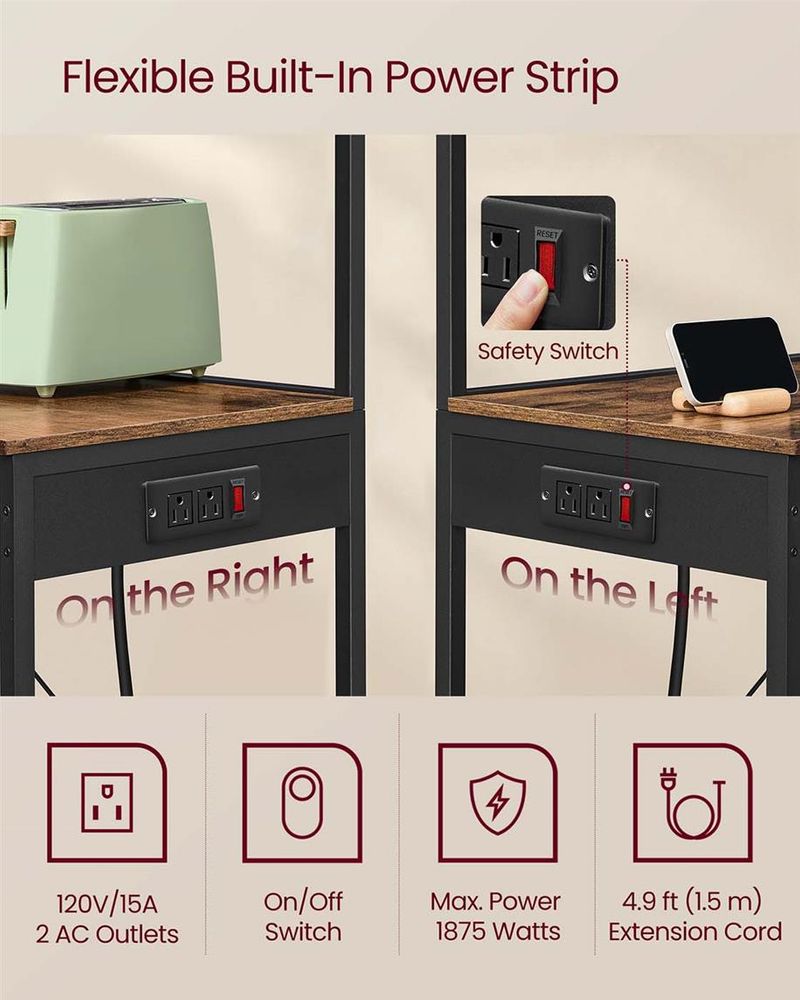 Kitchen Baker’s Rack With Power Outlet – Large Worktop – Multi-Shelf Storage