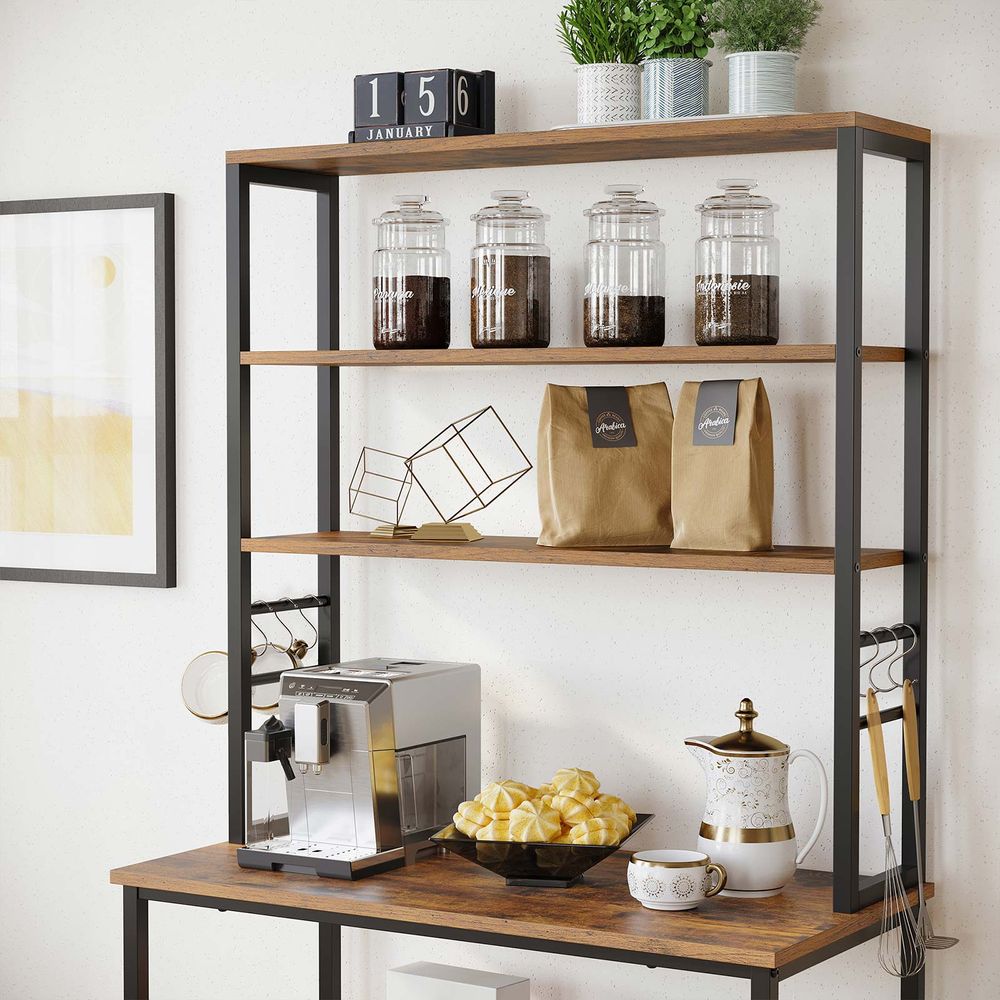 Baker’s Rack - 31.5 Inch - Kitchen Storage Shelves With Hooks