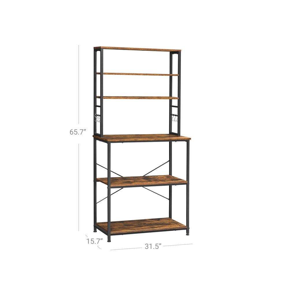 Baker’s Rack - 31.5 Inch - Kitchen Storage Shelves With Hooks