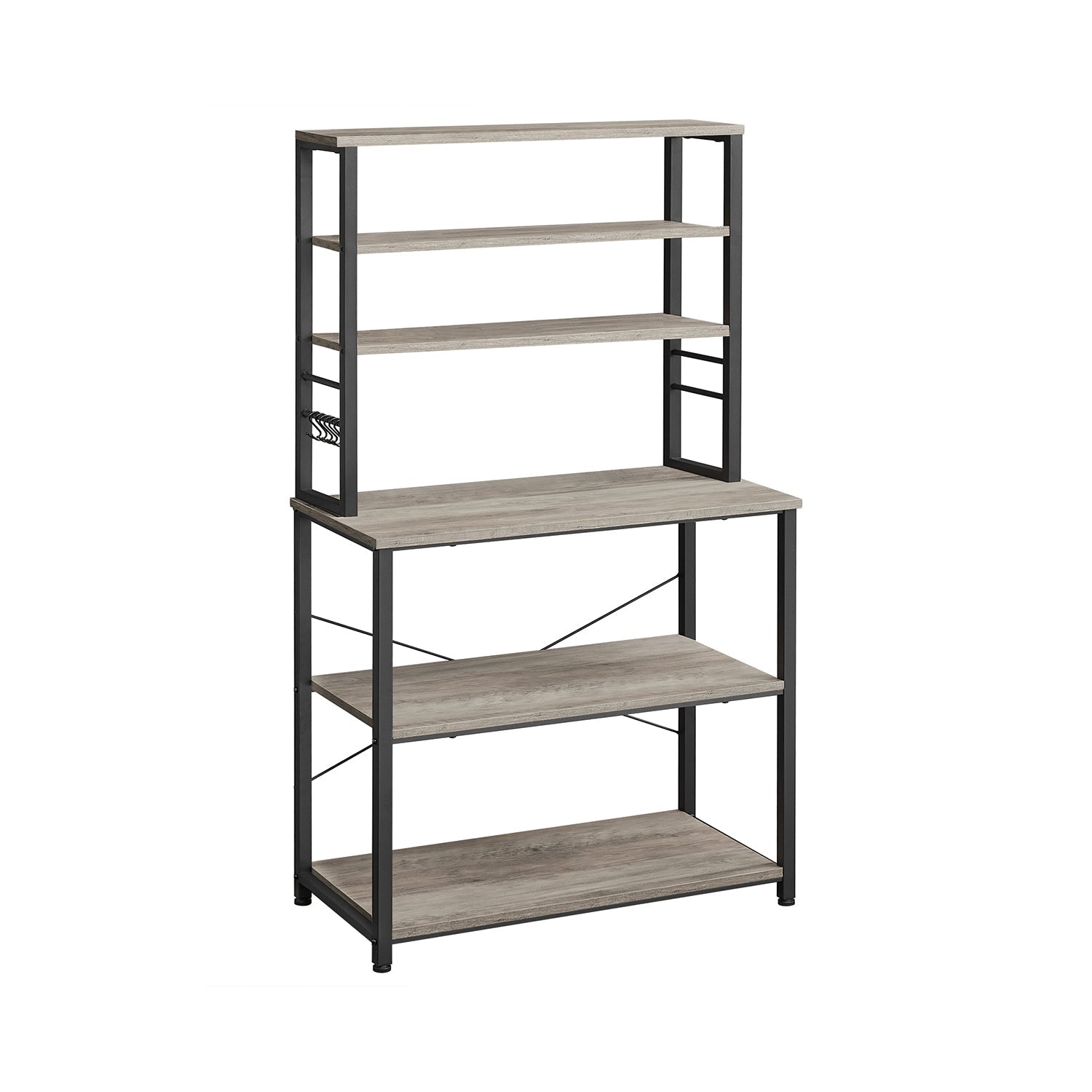 Baker’s Rack - 31.5 Inch - Kitchen Storage Shelves With Hooks