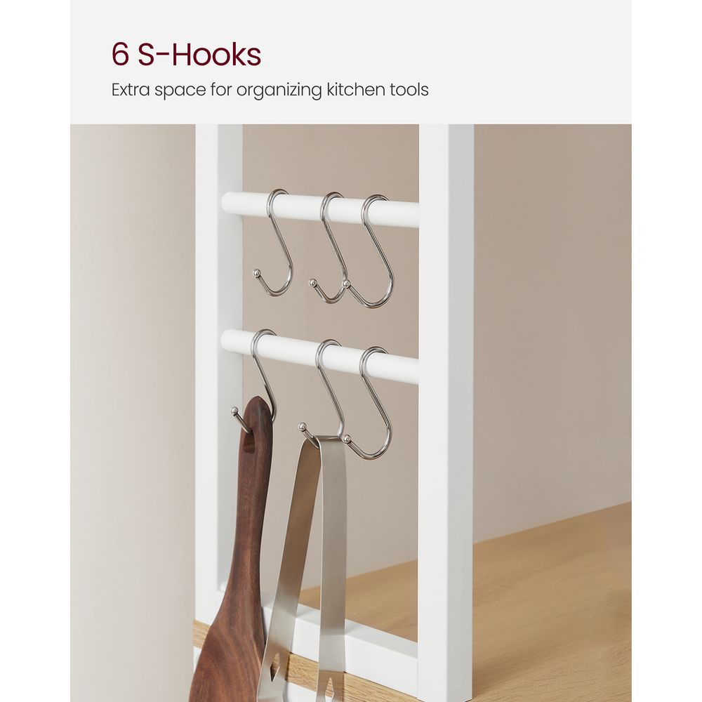 Baker’s Rack - 31.5 Inch - Kitchen Storage Shelves With Hooks