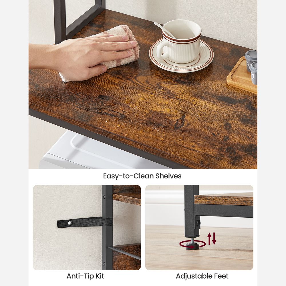 Bakers Rack Hutch - With Power Outlet - Adjustable Shelves