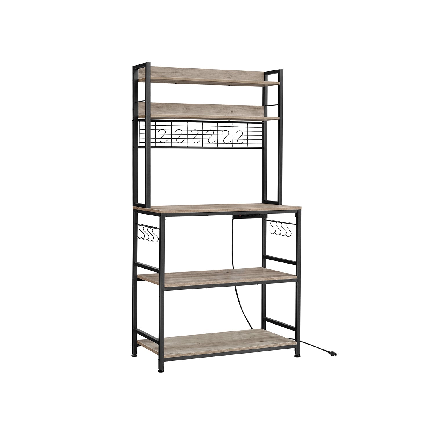 Bakers Rack Hutch - With Power Outlet - Adjustable Shelves