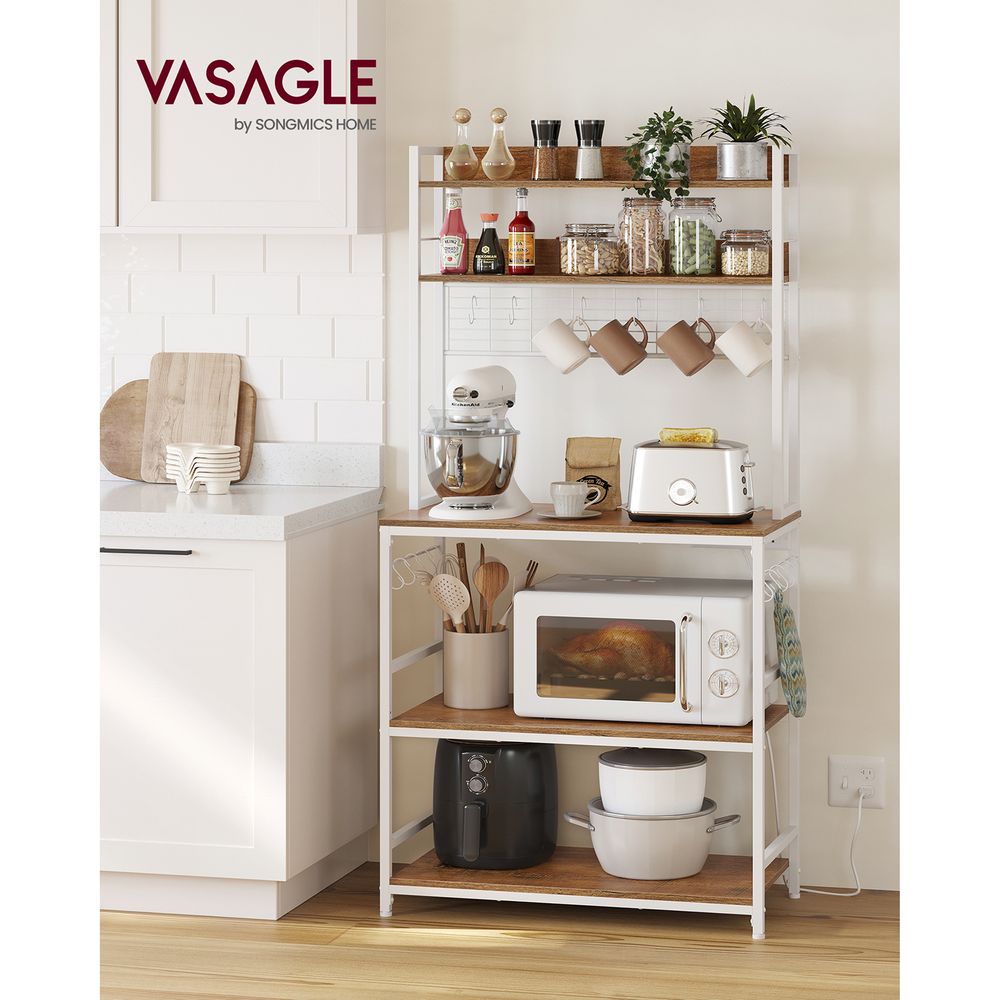 Bakers Rack Hutch - With Power Outlet - Adjustable Shelves