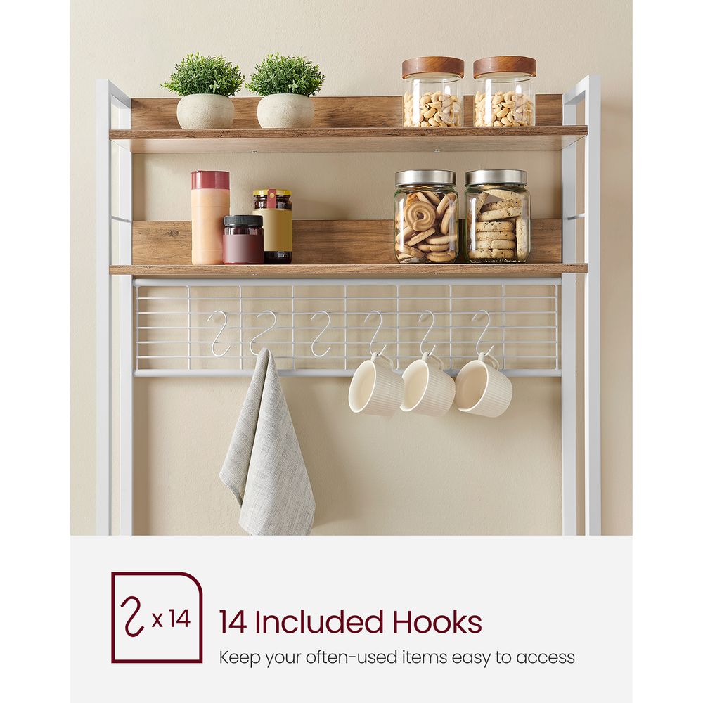 Bakers Rack Hutch - With Power Outlet - Adjustable Shelves
