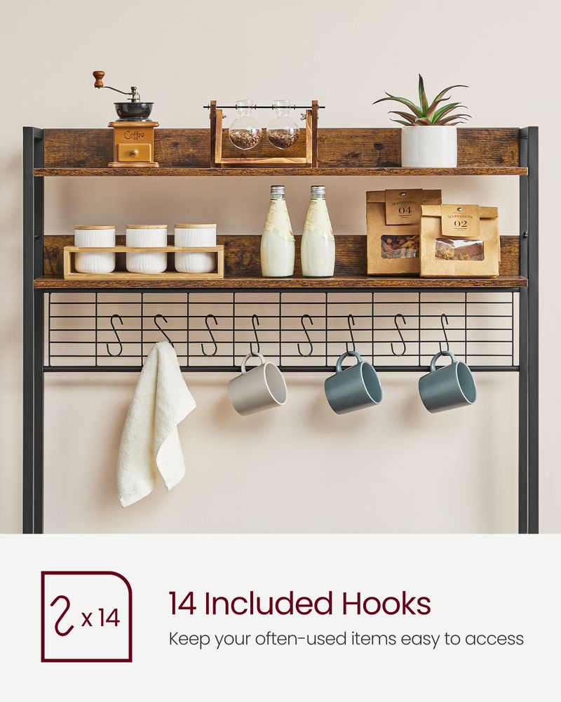 Hutch Baker’s Rack With Power Outlet – Adjustable Shelf – 5-Tier Storage