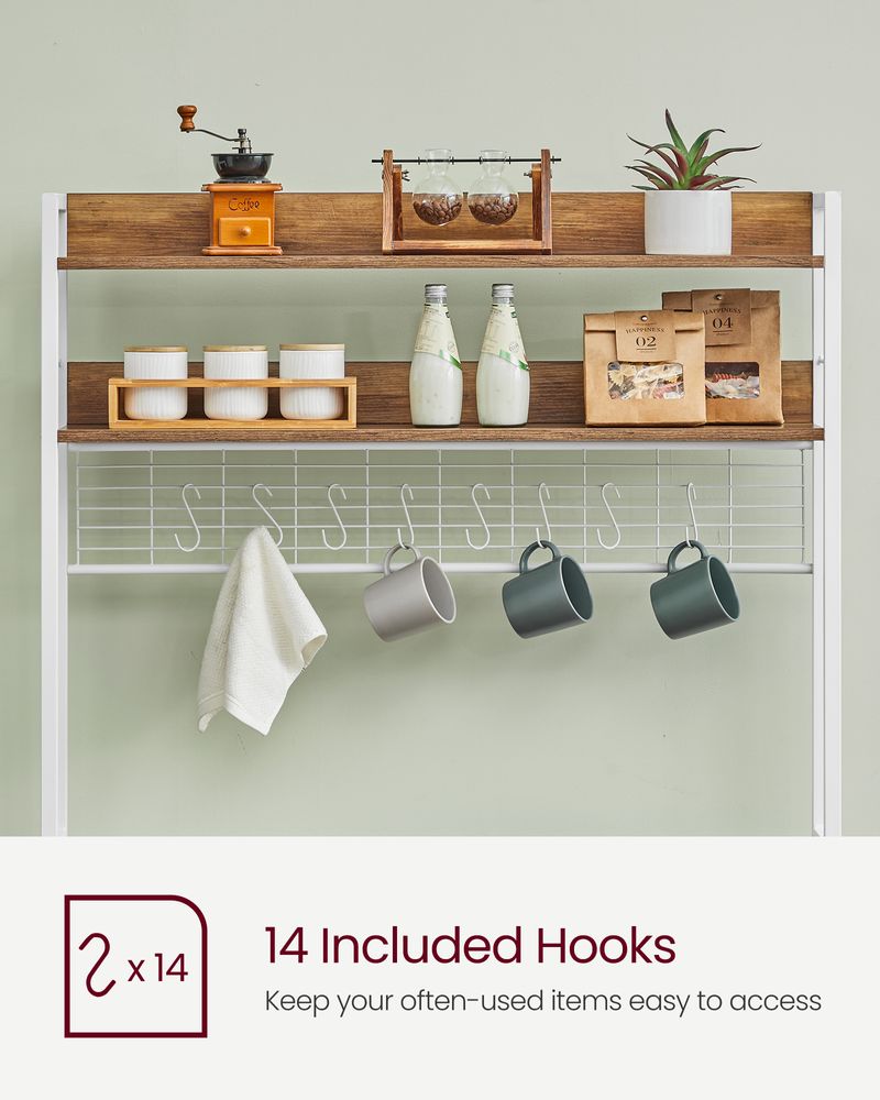 Hutch Baker’s Rack With Power Outlet – Adjustable Shelf – 5-Tier Storage