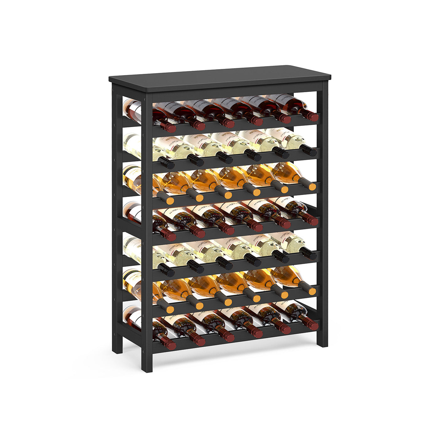 Wine Rack - 42 Bottle Freestanding - Bamboo Floor Storage