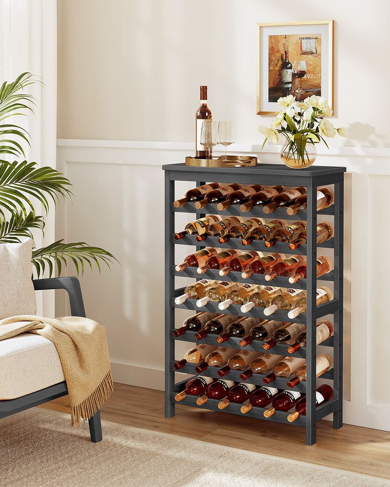 Wine Rack - 42 Bottle Freestanding - Bamboo Floor Storage