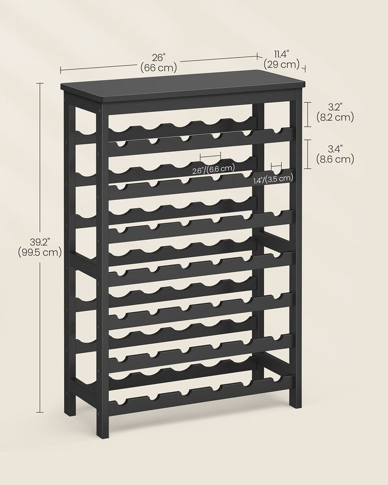 Wine Rack - 42 Bottle Freestanding - Bamboo Floor Storage