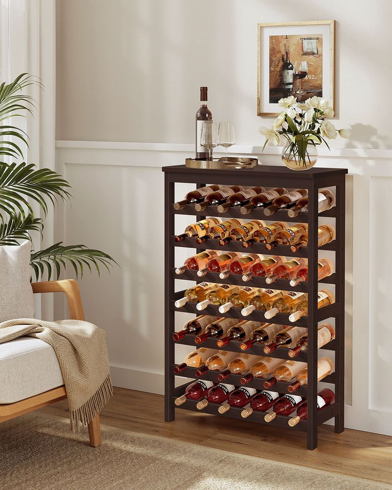 Wine Rack - 42 Bottle Freestanding - Bamboo Floor Storage