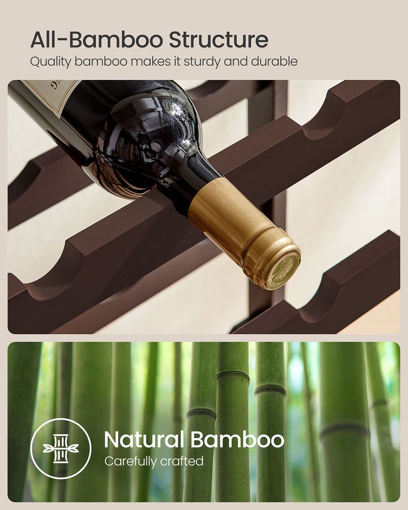 Wine Rack - 42 Bottle Freestanding - Bamboo Floor Storage