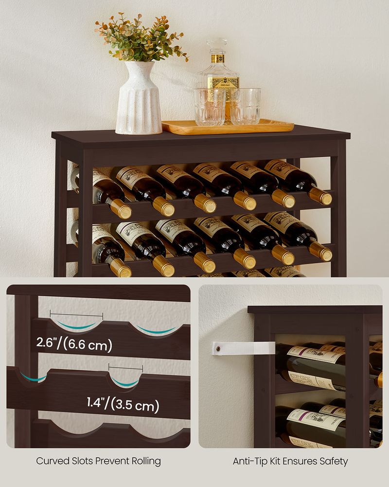 Wine Rack - 42 Bottle Freestanding - Bamboo Floor Storage