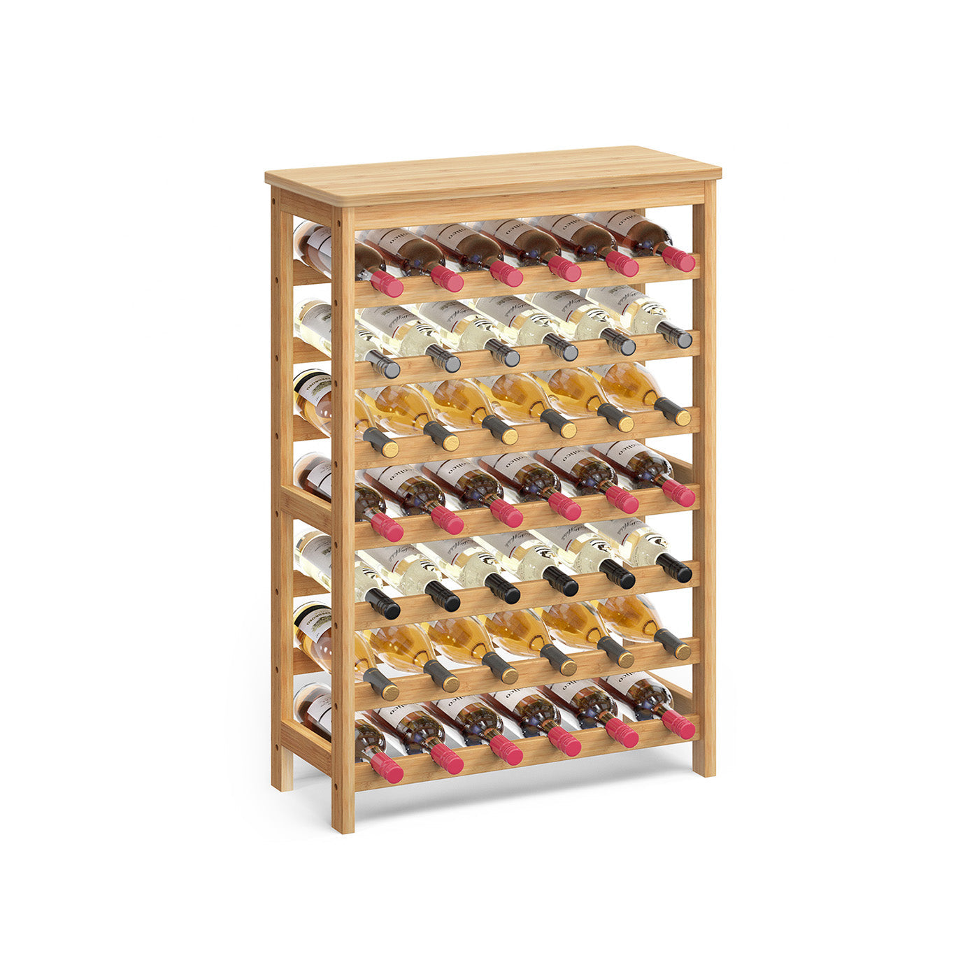 Wine Rack - 42 Bottle Freestanding - Bamboo Floor Storage