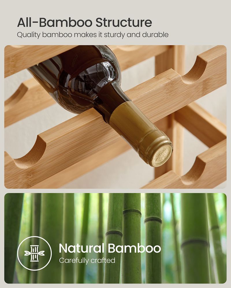 Wine Rack - 42 Bottle Freestanding - Bamboo Floor Storage