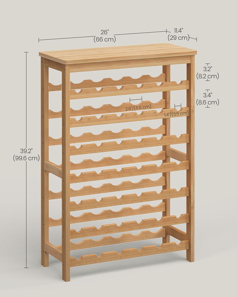 Wine Rack - 42 Bottle Freestanding - Bamboo Floor Storage