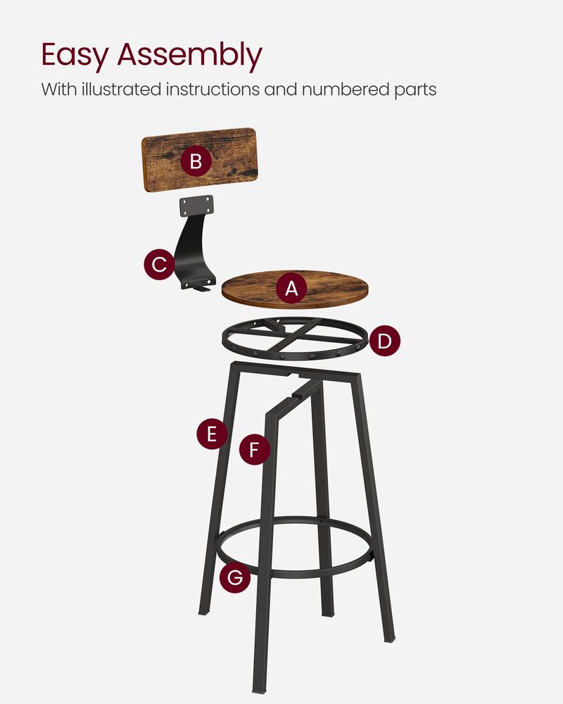 Bar Height Bar Stools - With Back - Set Of 2 - Comfortable