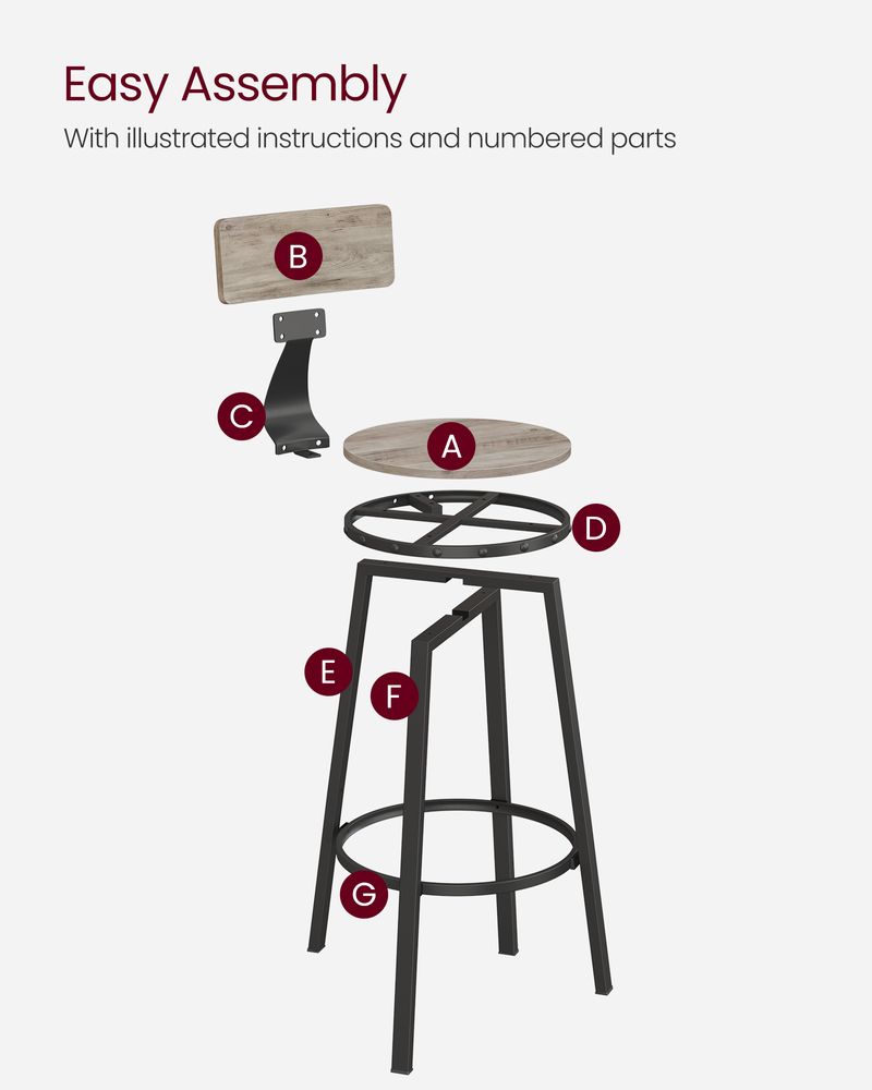 Bar Height Bar Stools - With Back - Set Of 2 - Comfortable