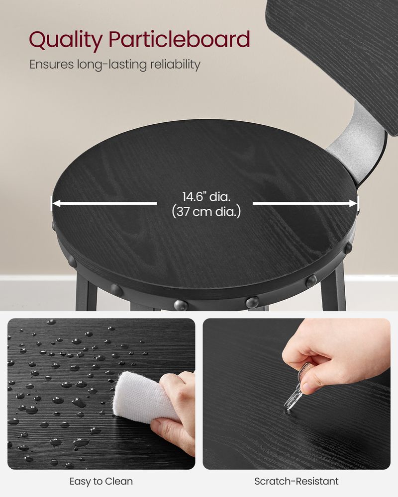 Bar Height Bar Stools - With Back - Set Of 2 - Comfortable