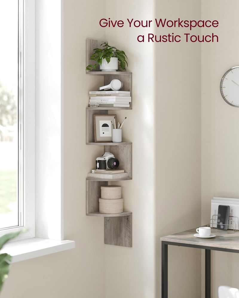 Corner Shelf - 5 Tier Wall Mount - Floating Storage Display