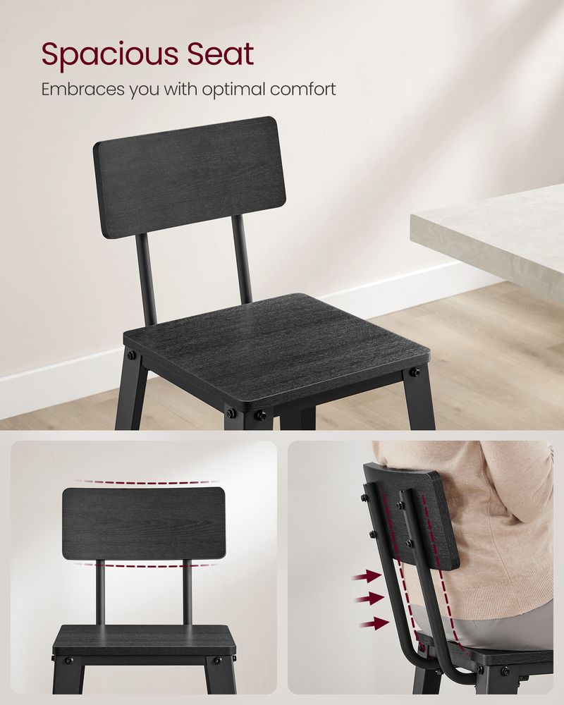 Bar Stools - Tall With Back - Set Of 2 - Industrial Style