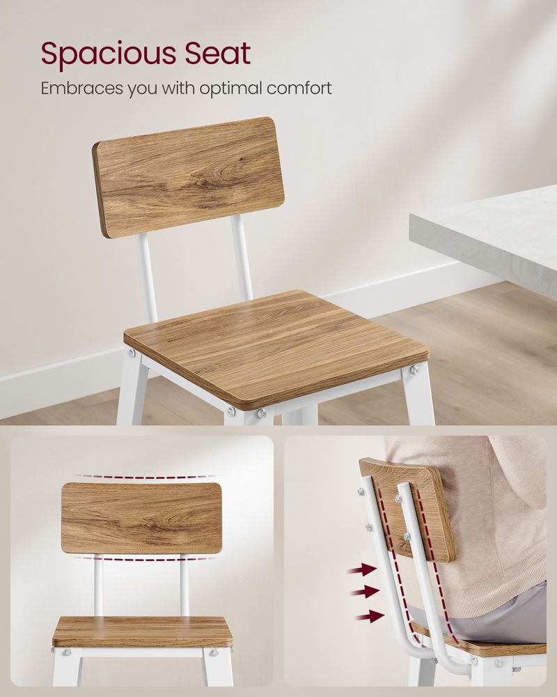 Bar Stools - Tall With Back - Set Of 2 - Industrial Style