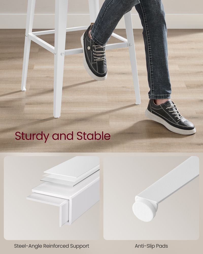 Bar Stools - Tall With Back - Set Of 2 - Industrial Style