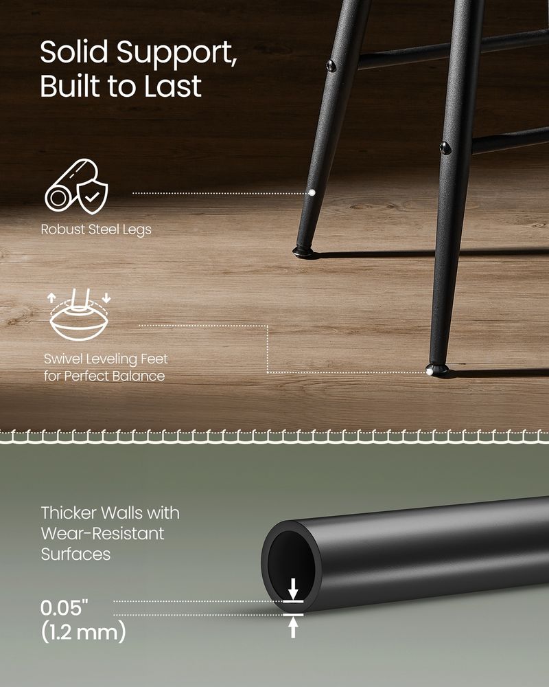 Counter Stools Set of 2 – Padded Faux Leather – Adjustable Footrests