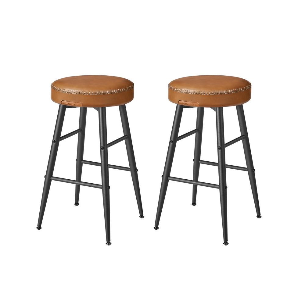 Counter Stools Set of 2 – Padded Faux Leather – Adjustable Footrests