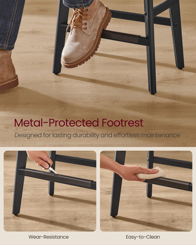 Counter Height Bar Stools Set of 2 – Tufted Seats – Wood Legs